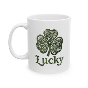 Lucky Green Celtic Clover Mug | St. Patrick's Day Ceramic Coffee Mug
