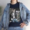 Cool 1950s Cat in Leather Jacket T-shirt – Retro Style, Fun Design - Unisex Tee