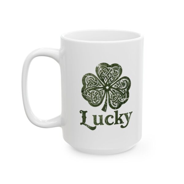 Lucky Green Celtic Clover Mug | St. Patrick's Day Ceramic Coffee Mug