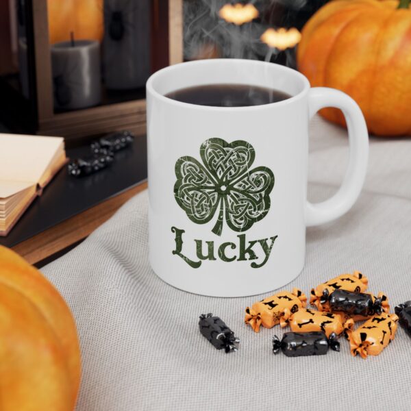 Lucky Green Celtic Clover Mug | St. Patrick's Day Ceramic Coffee Mug