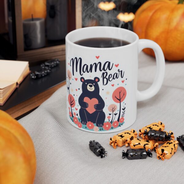 Mama Bear Mug , Cute Mother’s Day Mug, Gift for Mom, Heart, Floral Design