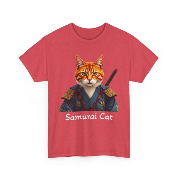 Samurai Cat T-Shirt – Fierce Orange Tabby in Traditional Armor Art Tee