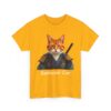 Samurai Cat T-Shirt – Fierce Orange Tabby in Traditional Armor Art Tee
