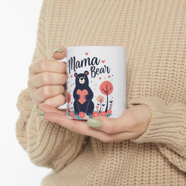 Mama Bear Mug , Cute Mother’s Day Mug, Gift for Mom, Heart, Floral Design