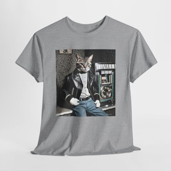 Cool 1950s Cat in Leather Jacket T-shirt – Retro Style, Fun Design - Unisex Tee