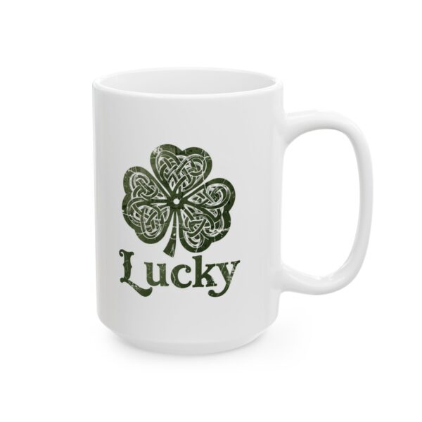 Lucky Green Celtic Clover Mug | St. Patrick's Day Ceramic Coffee Mug