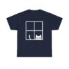 Peeking Cat Window T-Shirt  Cute Cat Graphic Tee