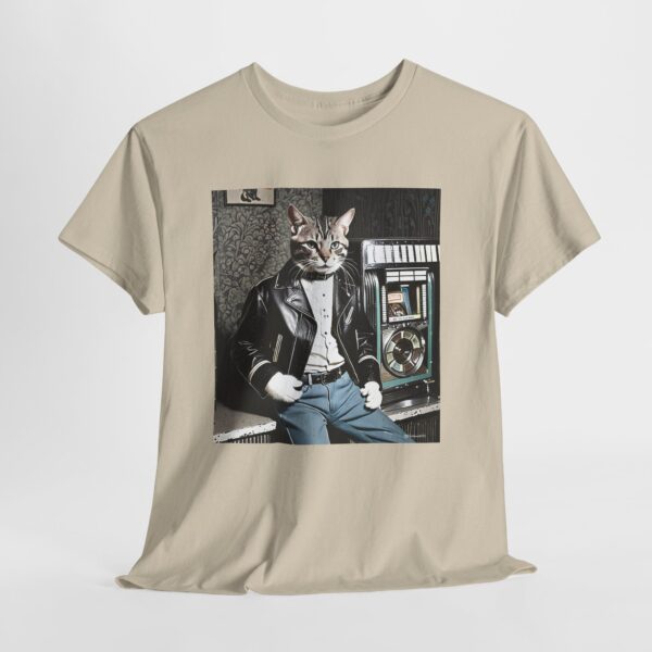 Cool 1950s Cat in Leather Jacket T-shirt – Retro Style, Fun Design - Unisex Tee
