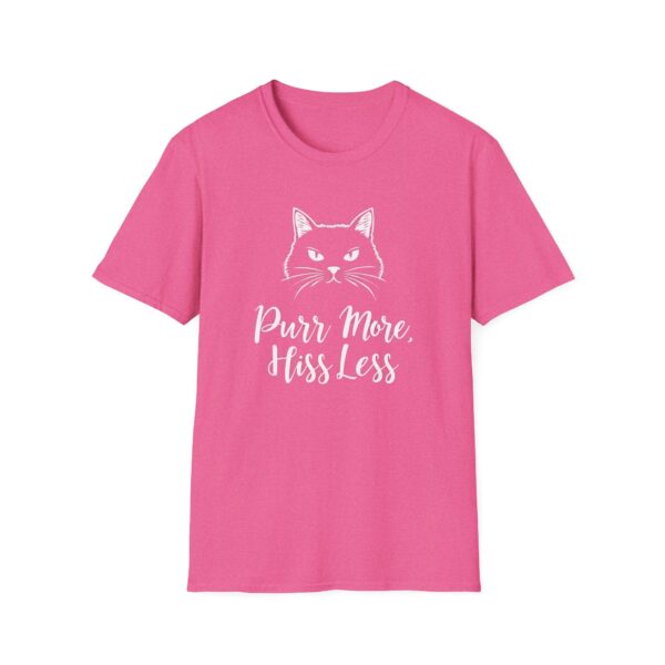 Purr More Hiss Less T-Shirt Funny Cat Lover Tee Positive Message Humorous