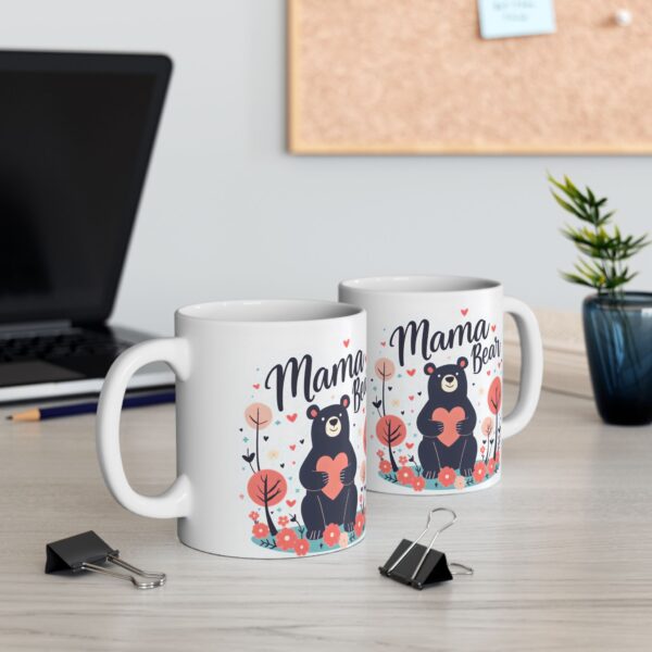 Mama Bear Mug , Cute Mother’s Day Mug, Gift for Mom, Heart, Floral Design