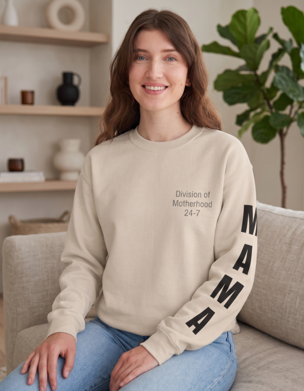 20260421193055-1f13db89-ddd7-6d1e-afb4-ce81cd97ddb6.png Minimalist MAMA Sleeve Print Sweatshirt | Division of Motherhood Crewneck