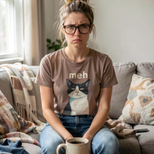 20260427180930-1f142643-c6a1-6992-a313-2eca8b3a6bc2.png Meh Tuxedo Cat Unisex T-Shirt | Sarcastic Introvert Graphic Tee