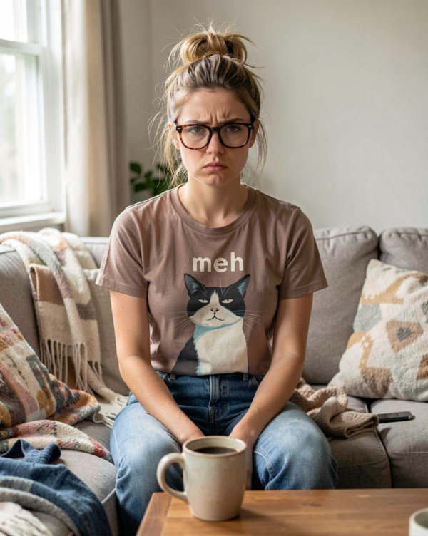 20260427180930-1f142643-c6a1-6992-a313-2eca8b3a6bc2.png Meh Tuxedo Cat Unisex T-Shirt | Sarcastic Introvert Graphic Tee