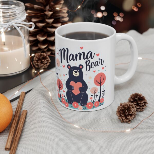 Mama Bear Mug , Cute Mother’s Day Mug, Gift for Mom, Heart, Floral Design