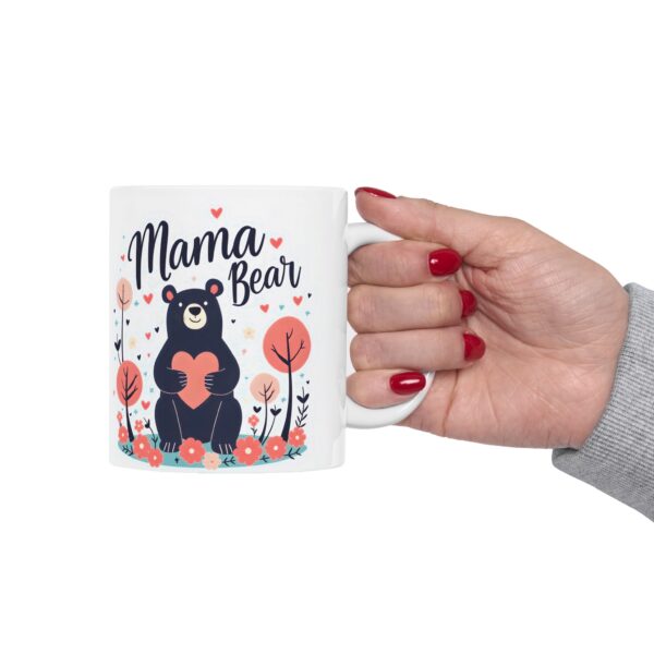 Mama Bear Mug , Cute Mother’s Day Mug, Gift for Mom, Heart, Floral Design