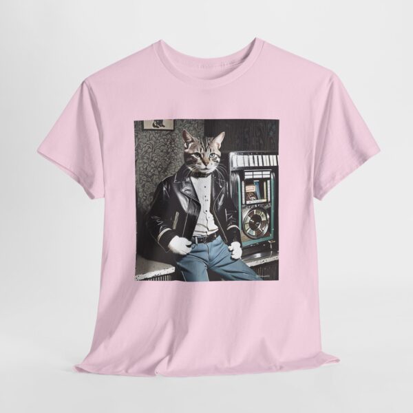 Cool 1950s Cat in Leather Jacket T-shirt – Retro Style, Fun Design - Unisex Tee
