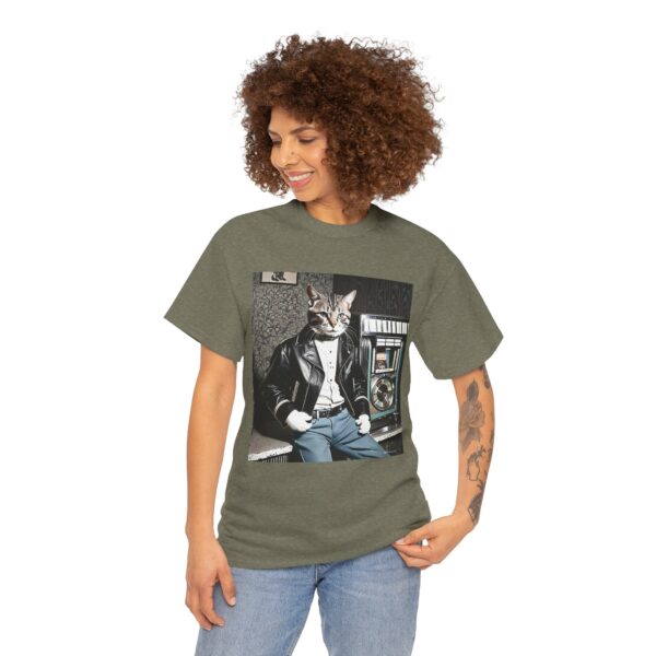 Cool 1950s Cat in Leather Jacket T-shirt – Retro Style, Fun Design - Unisex Tee