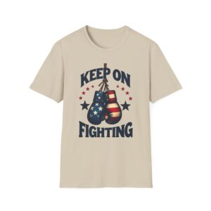 Vintage Look Boxing Gloves Keep On Fighting Patriotic T-Shirt USA Stars Stripes