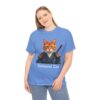 Samurai Cat T-Shirt – Fierce Orange Tabby in Traditional Armor Art Tee