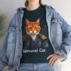 Samurai Cat T-Shirt – Fierce Orange Tabby in Traditional Armor Art Tee
