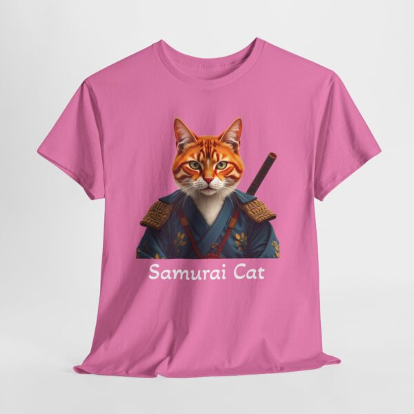 Samurai Cat T-Shirt – Fierce Orange Tabby in Traditional Armor Art Tee