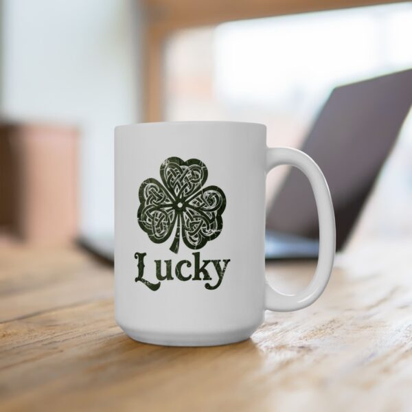 Lucky Green Celtic Clover Mug | St. Patrick's Day Ceramic Coffee Mug
