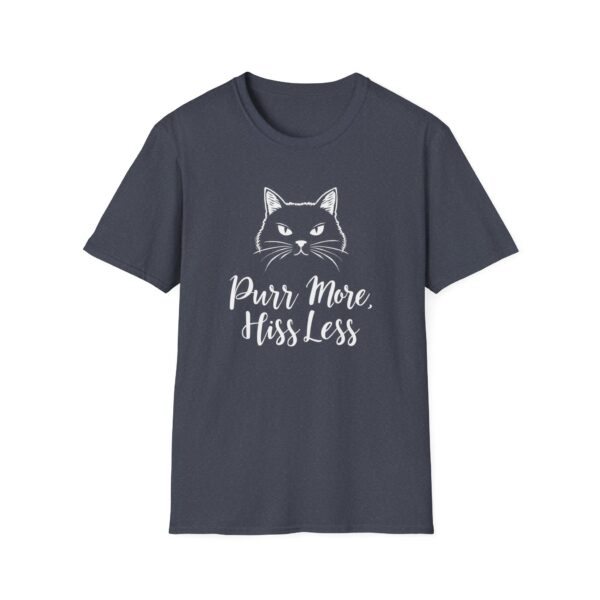 Purr More Hiss Less T-Shirt Funny Cat Lover Tee Positive Message Humorous