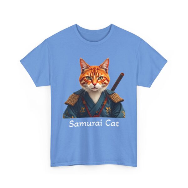 Samurai Cat T-Shirt – Fierce Orange Tabby in Traditional Armor Art Tee