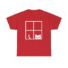Peeking Cat Window T-Shirt  Cute Cat Graphic Tee