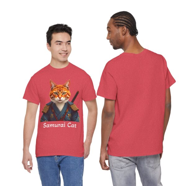 Samurai Cat T-Shirt – Fierce Orange Tabby in Traditional Armor Art Tee