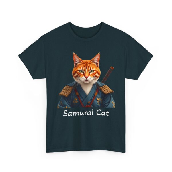 Samurai Cat T-Shirt – Fierce Orange Tabby in Traditional Armor Art Tee