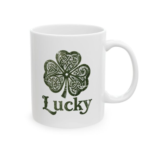 Lucky Green Celtic Clover Mug | St. Patrick's Day Ceramic Coffee Mug