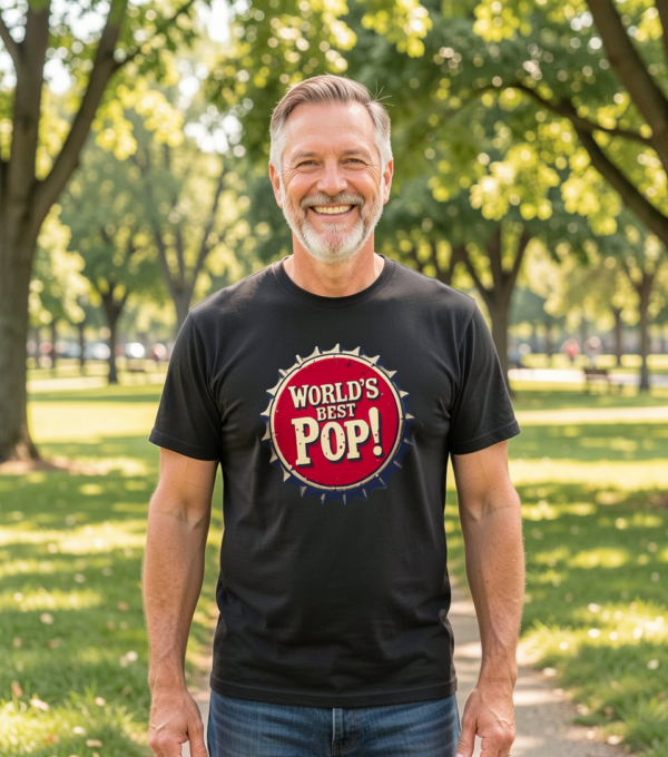 bestpop__00002_ World's Best Pop Vintage Bottle Cap Men's T-Shirt | Retro Graphic Tee