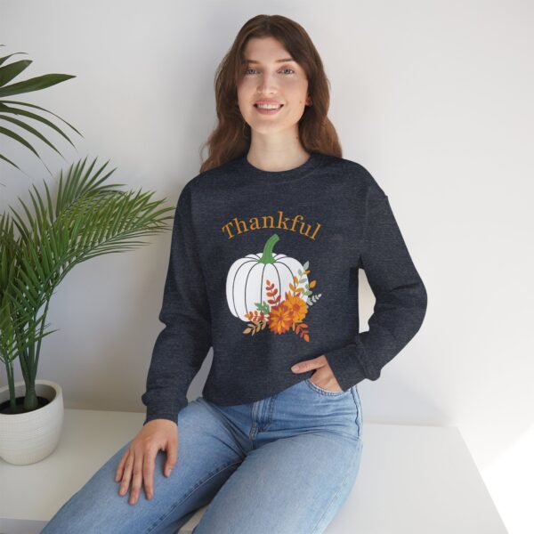 10994851953836217907_2048.jpeg Thankful Sweatshirt Floral Pumpkin Fall Crewneck Thanksgiving Sweatshirt