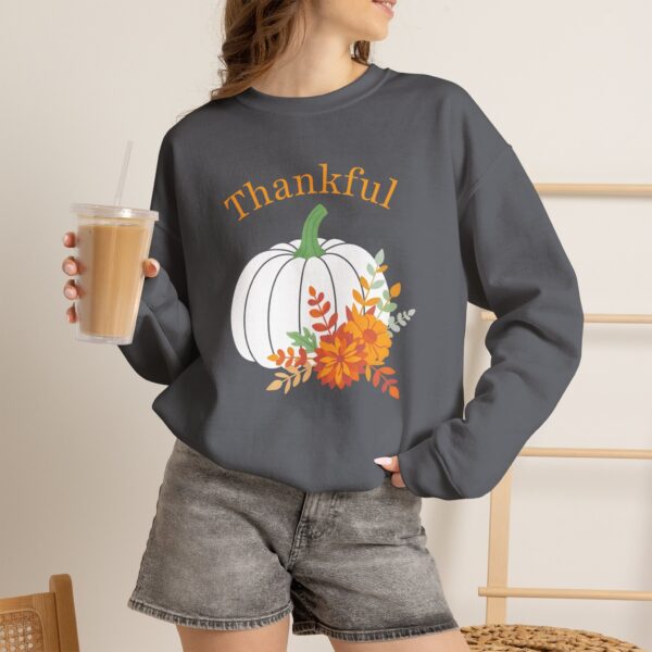 11139016594868335524_2048.jpeg Thankful Sweatshirt Floral Pumpkin Fall Crewneck Thanksgiving Sweatshirt