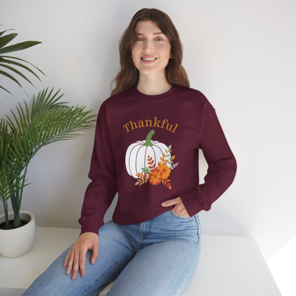 12086824047918941870_2048.jpeg Thankful Sweatshirt Floral Pumpkin Fall Crewneck Thanksgiving Sweatshirt