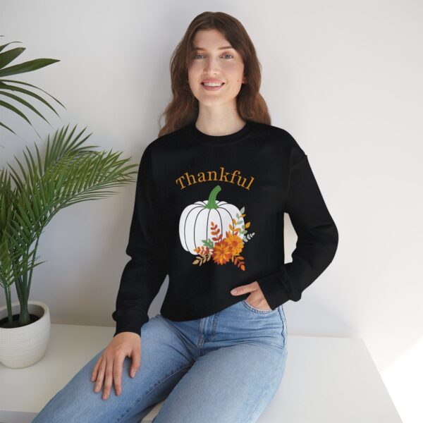 13987110866978607074_2048.jpeg Thankful Sweatshirt Floral Pumpkin Fall Crewneck Thanksgiving Sweatshirt
