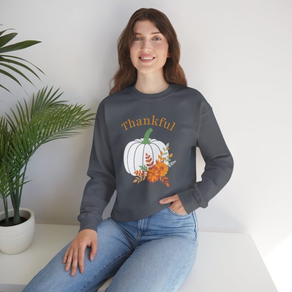 16432184834616834412_2048.jpeg Thankful Sweatshirt Floral Pumpkin Fall Crewneck Thanksgiving Sweatshirt