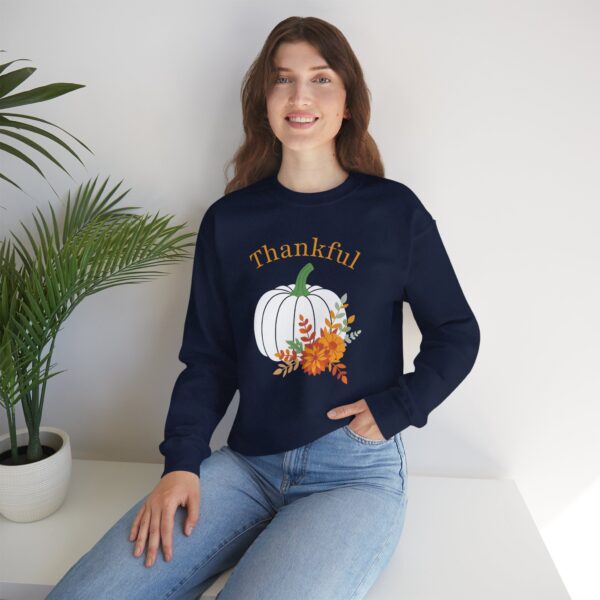 1895635078879827950_2048.jpeg Thankful Sweatshirt Floral Pumpkin Fall Crewneck Thanksgiving Sweatshirt