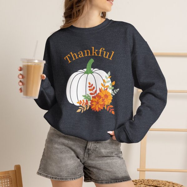 2383538171100659519_2048.jpeg Thankful Sweatshirt Floral Pumpkin Fall Crewneck Thanksgiving Sweatshirt