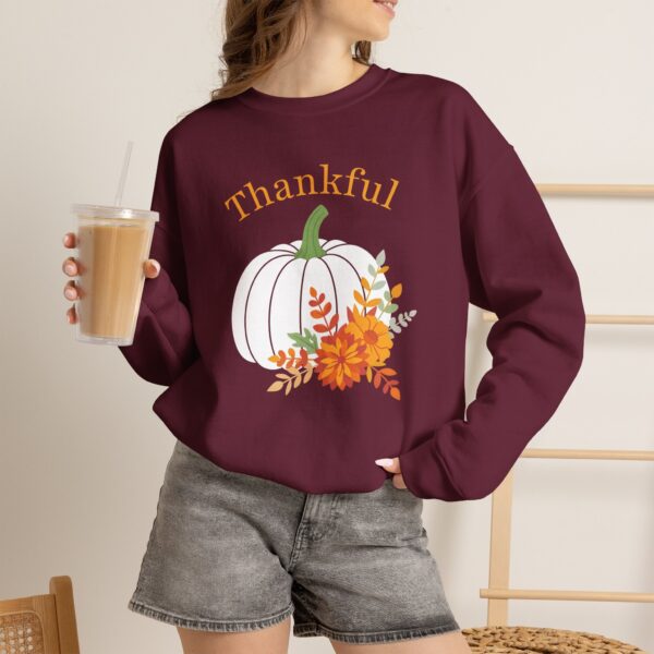 4313548321237238783_2048.jpeg Thankful Sweatshirt Floral Pumpkin Fall Crewneck Thanksgiving Sweatshirt