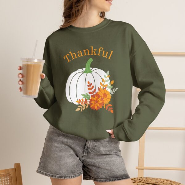 7386981520150450578_2048.jpeg Thankful Sweatshirt Floral Pumpkin Fall Crewneck Thanksgiving Sweatshirt